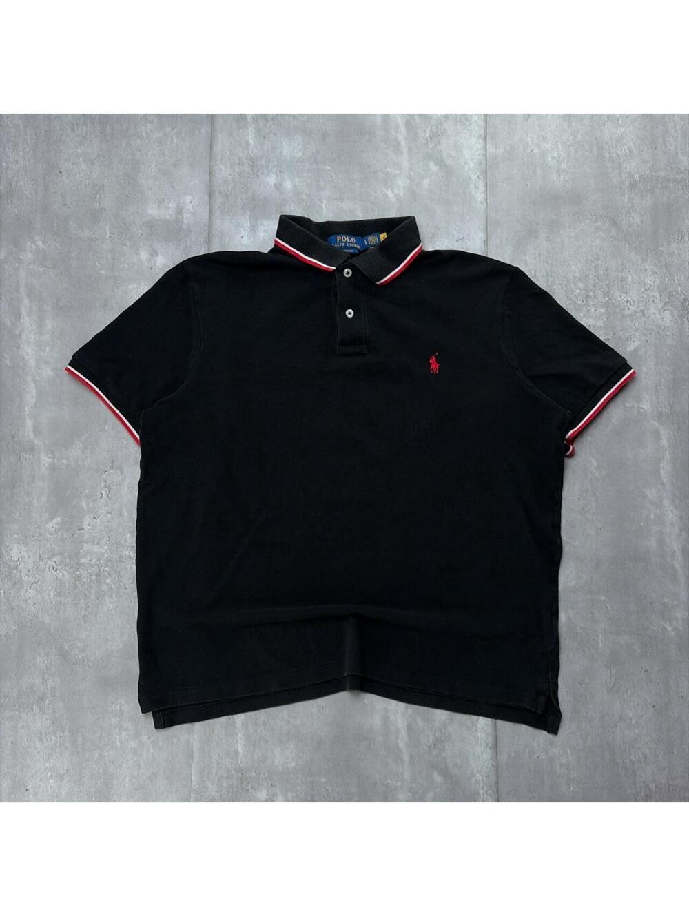 Y2K Black Polo Ralph Lauren Grunge Skater Polo Shirt
